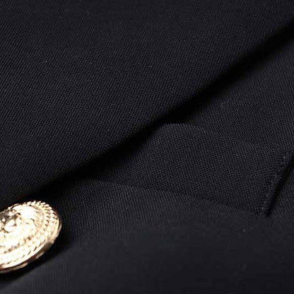 Women's Luxury Fitted Blazer Golden Lion Buttons Coat Jacket in Black,White