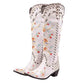 Women's Retro Western Cowboy Boots Embroidered Mid Calf Chunky Heel shoes