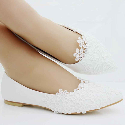 Women's bridal flats featuring lace detailing for elegant bridal styles
