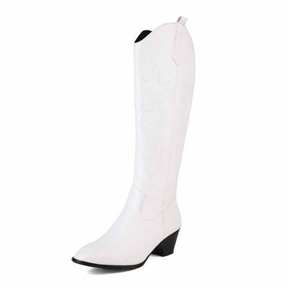 women's embroidered cowboy boots in white with stylish designs for fashionable wear