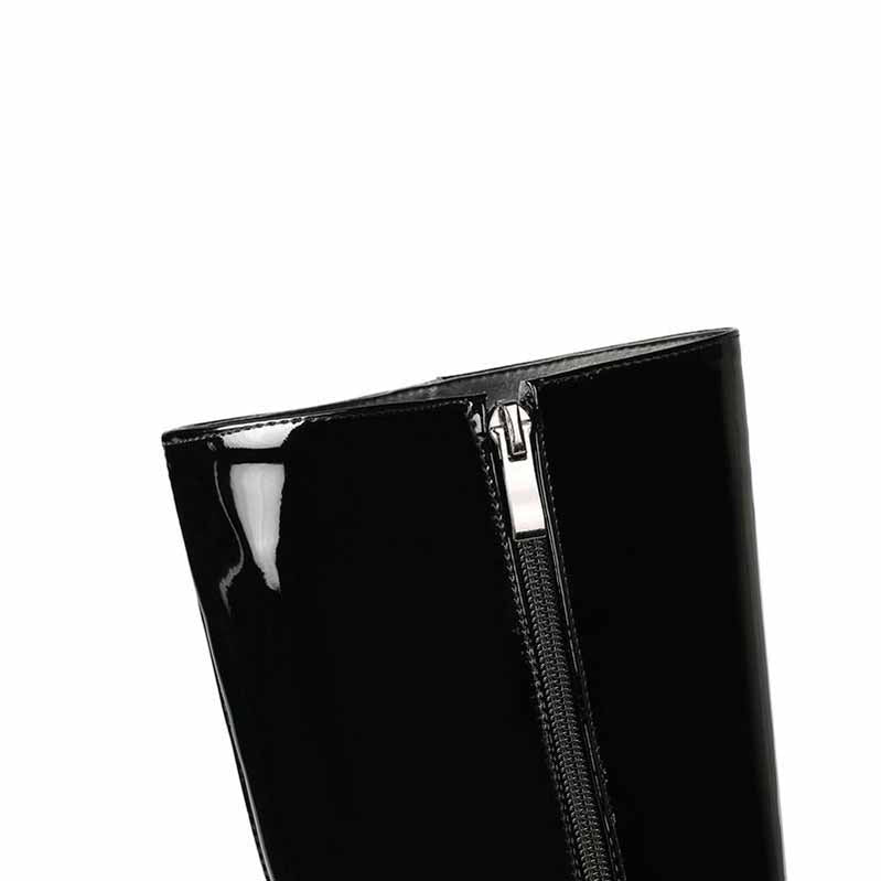 Sleek black women's knee high boots with stylish zipper detail for a chic look