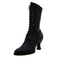 Black women's lace up bridal boots featuring a chic high heel and elegant design for special occasions