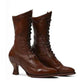 Stylish women's lace up bridal boots in brown leather with a chic heel for elegant wedding footwear
