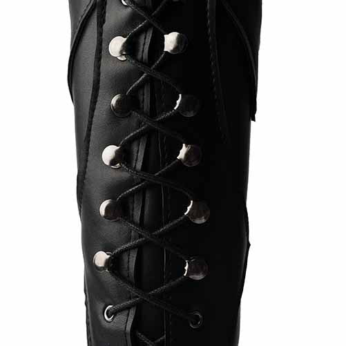 Close-up of sd-hk women's low heeled wedding boots with stylish lace-up design and shiny eyelets