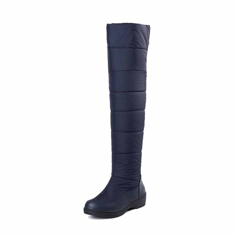 Womens over the knee snow boots in navy blue for warmth and style during winter