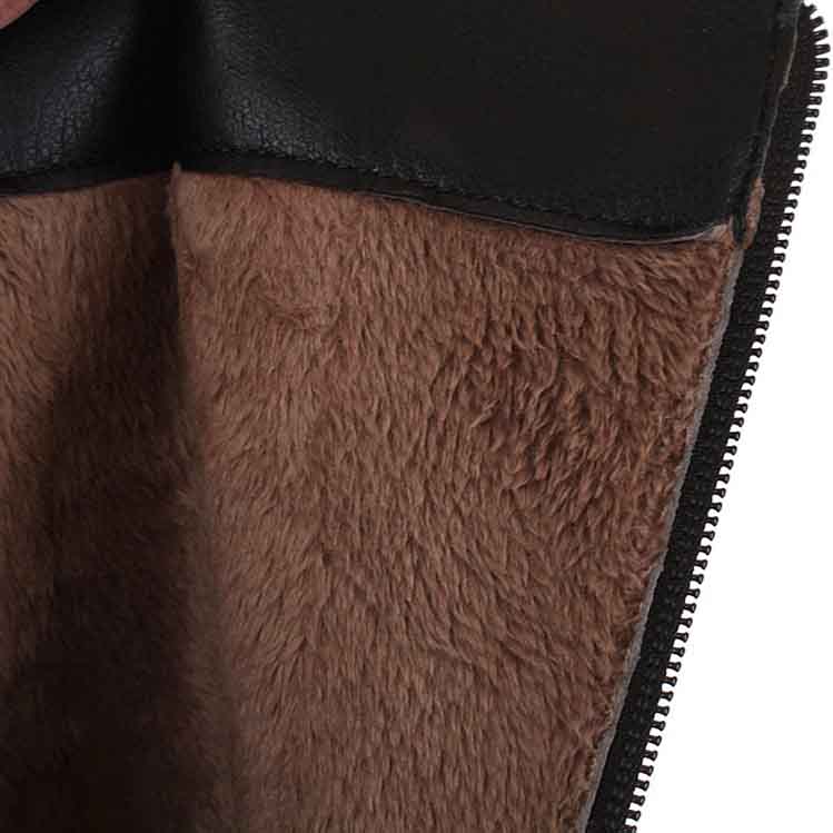 Inside view of women's patent leather knee high boots showcasing soft lining and zipper closure