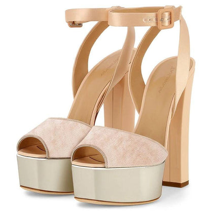 Stylish peep toe platform sandals for women with adjustable ankle straps and chunky heels