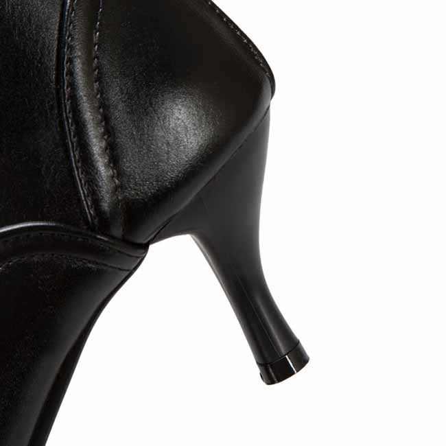 Black women's pointed toe stiletto boots with sleek design and elegant heels