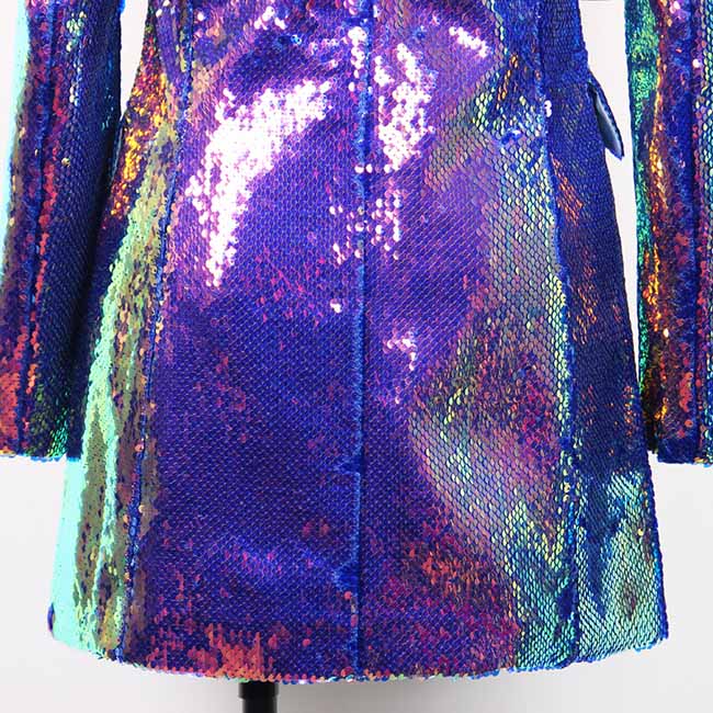 SD Dresscode women's sequin blazer coat in vibrant blue and purple shimmering sequins