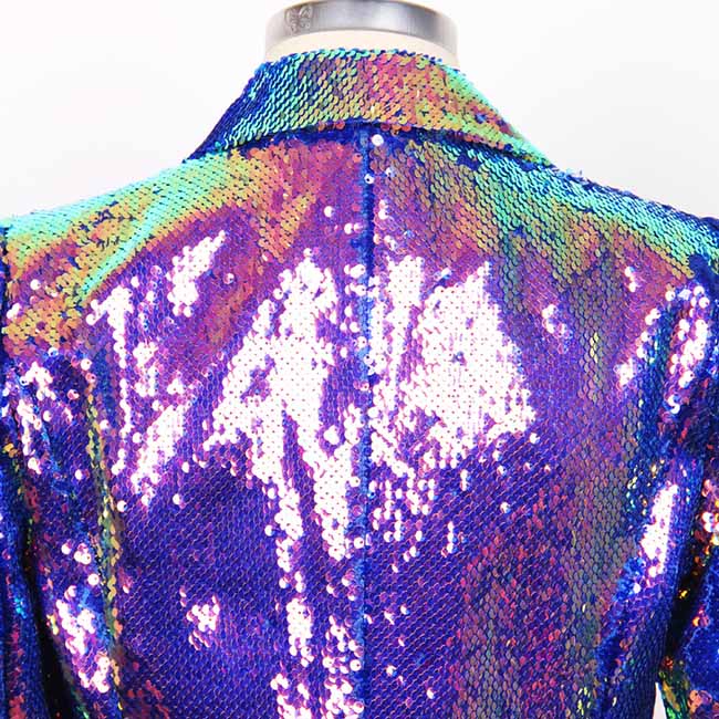 Stylish purple women's sequin blazer coat with shimmering sequin design for a glamorous look