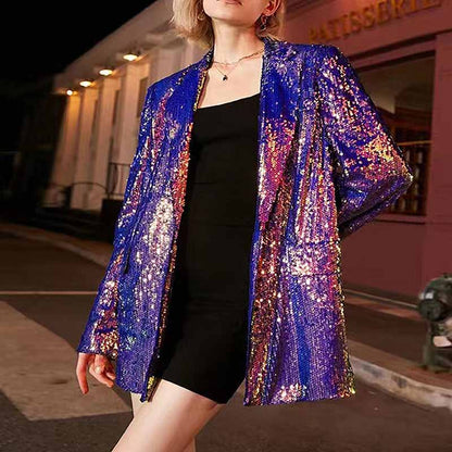 SD Dresscode women's sequin blazer coat in blue and purple with a shiny and stylish design