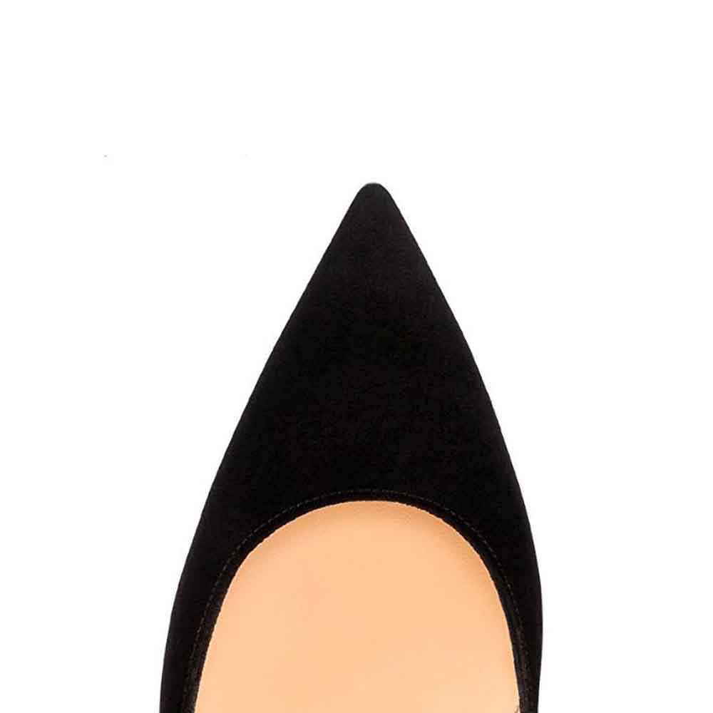 Women's suede high heel pumps in elegant black with a pointed toe design