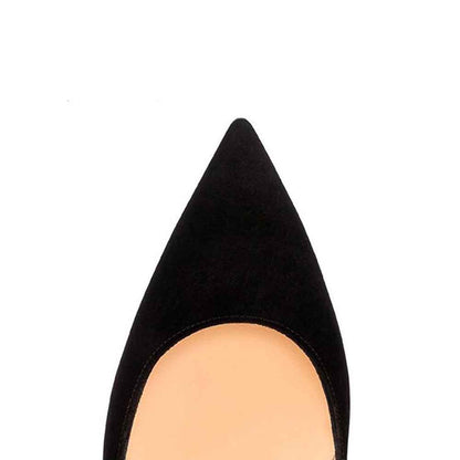 Women's suede high heel pumps in elegant black with a pointed toe design