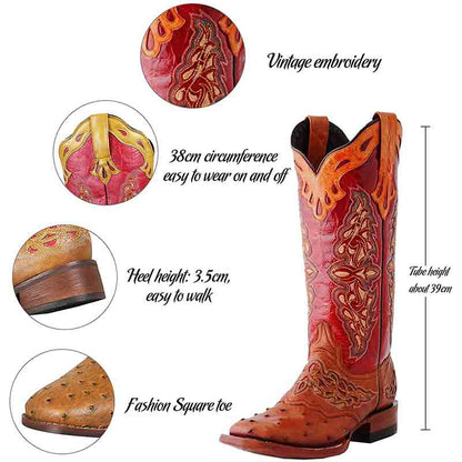 S&Dco Women's Western Cowboy Boots with Floral Design