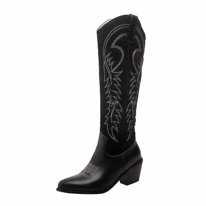 sd-hk womens western knee high boots with decorative stitching and a stylish design