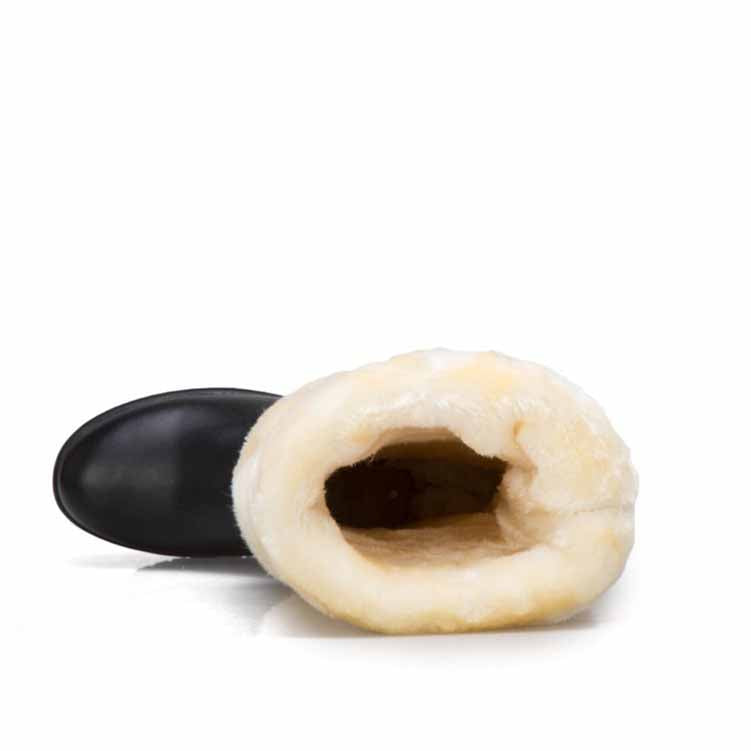 Inside view of women's winter knee high boots with soft lining for warmth